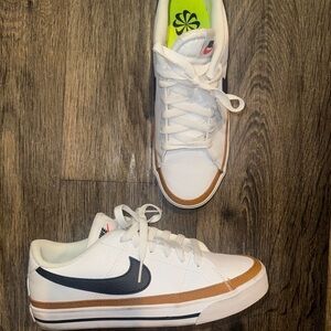 Nike White Sneakers with Black and Tan Details